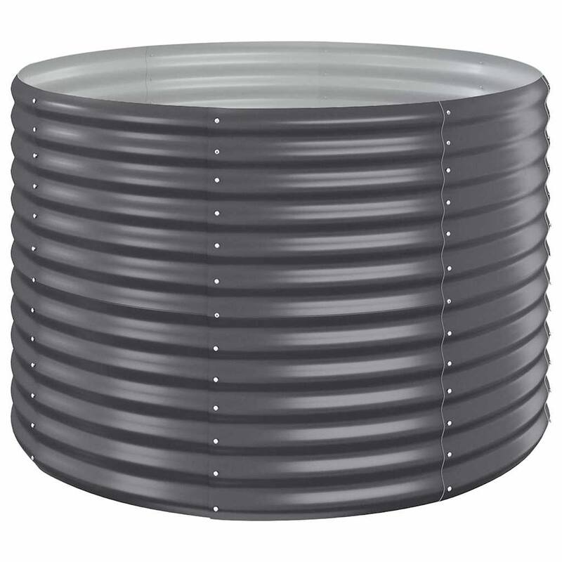 vidaXL Garden Raised Bed Anthracite Powder-coated steel 39.4 in diameter - 39.4 x 39.4 x 26.8 in