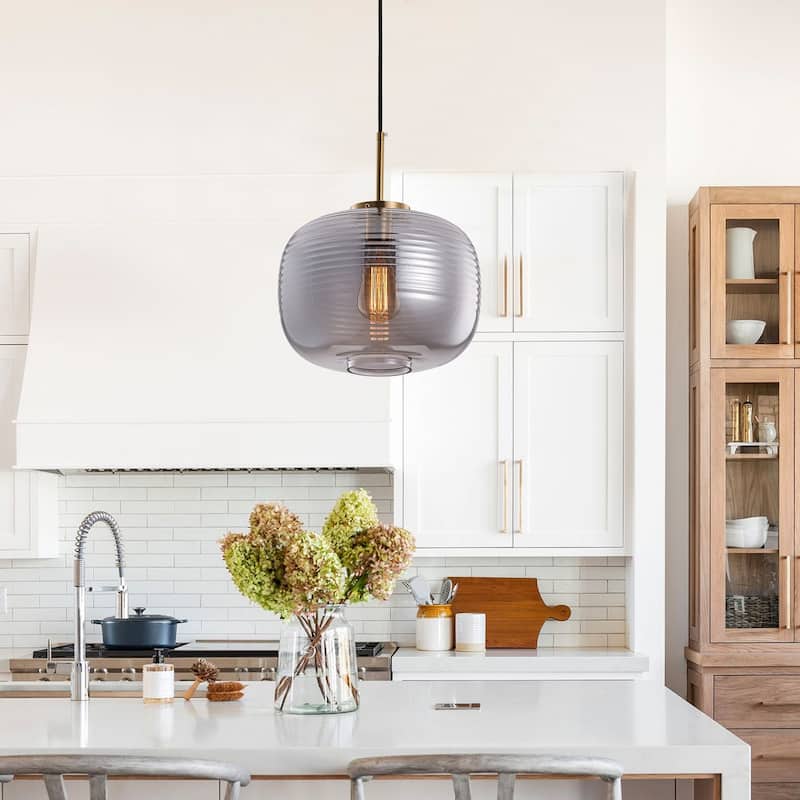 1-Light Wavy Design Pendant Lighting - 11.8"D×4.3"W×77.2"H(Adjustable)