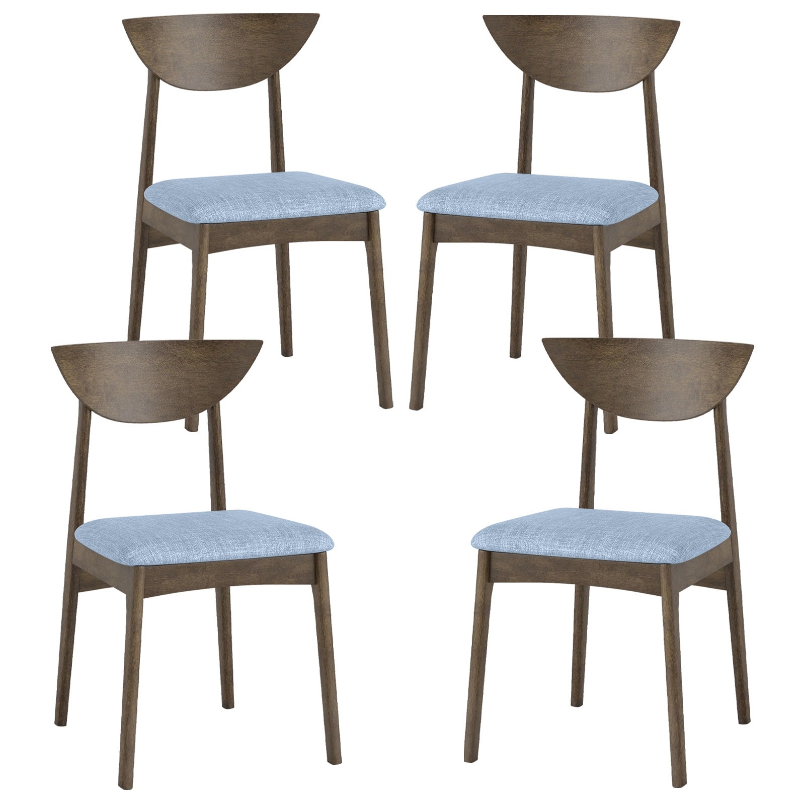 Gymax 2PCS Wooden Dining Chair Linen Fabric Upholstered Kitchen Chairs
