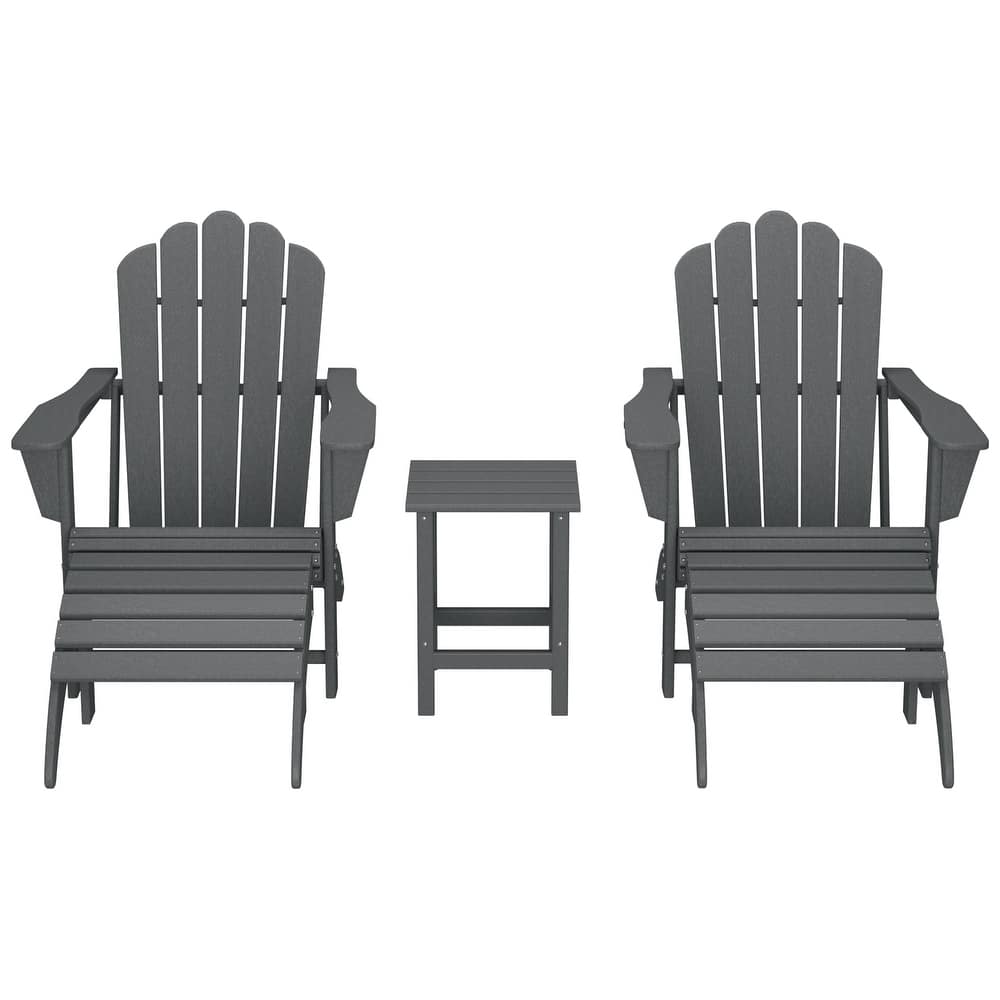 Aderson Outdoor Poly Adirondack Chair with Side Table and Ottoman 5-Piece Set