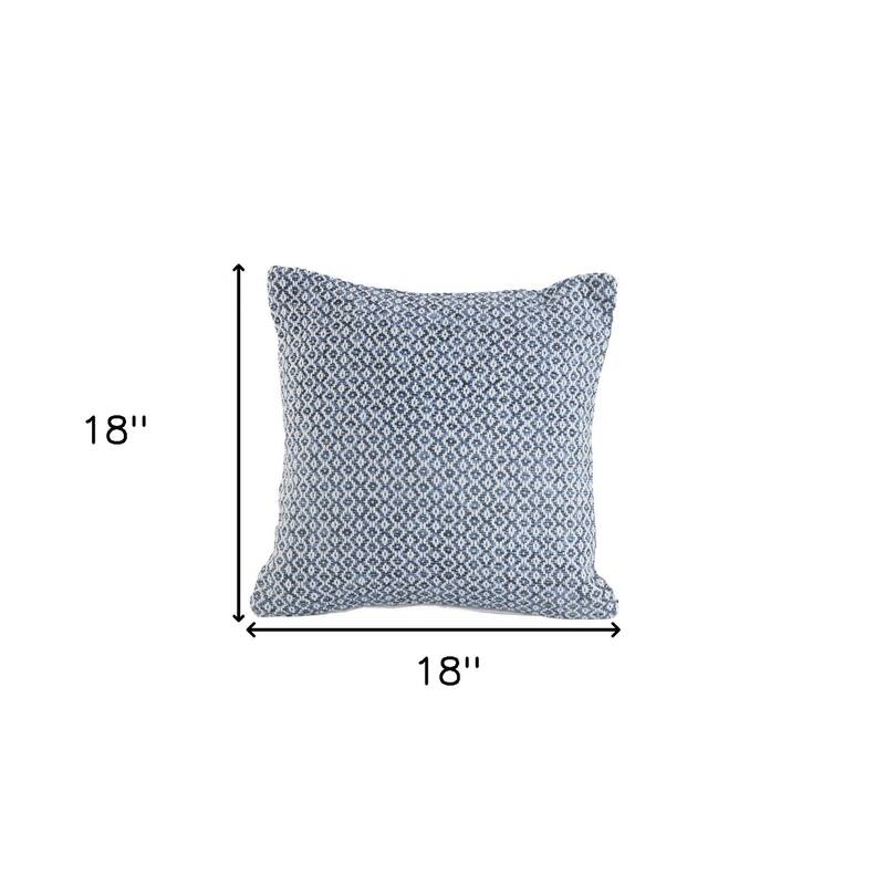 HomeRoots 18" X 18" Navy And White 100% Cotton Geometric Zippered Pillow