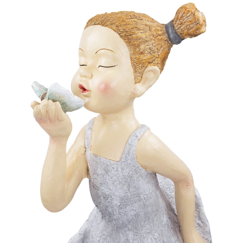 Girl with Butterfly Outdoor Garden Statue - 29"