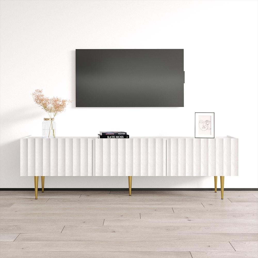 Meble Furniture Arcos 02 TV Stand for 80" TVs - High Gloss Entertainment Console for up to 80" TVs 70.9"W x 20.1"H x 15.7"D