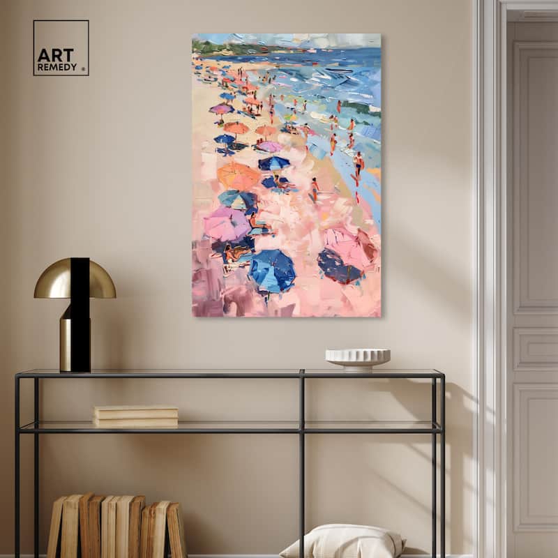 Art Remedy Beach Side Joys Gallery Wrapped Colorful Coastal 1 Piece Canvas Wall Art
