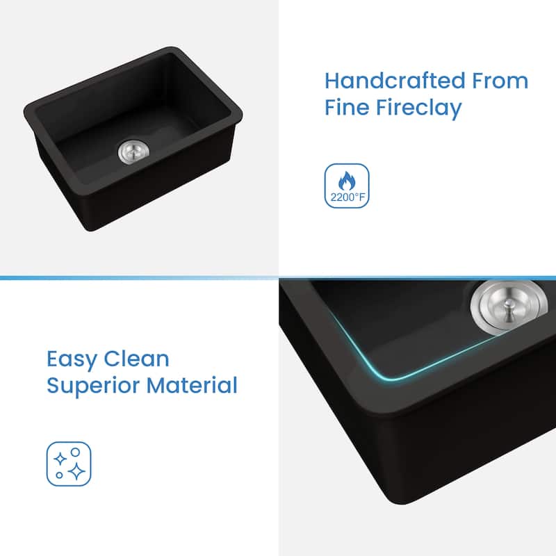 Fireclay Kitchen Undermount Single Bowl Sink