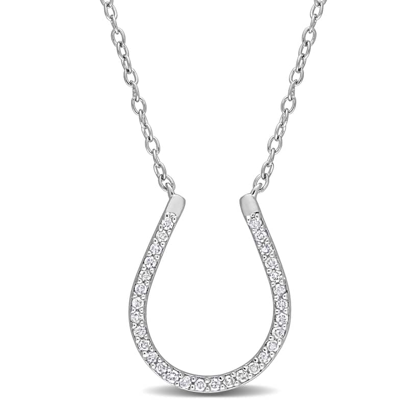 Miadora 1/6ct TDW Diamond Horseshoe Necklace in Sterling Silver