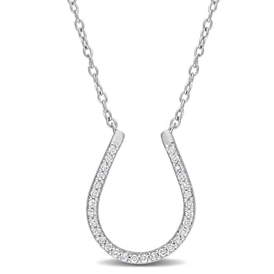 Miadora 1/6ct TDW Diamond Horseshoe Necklace in Sterling Silver