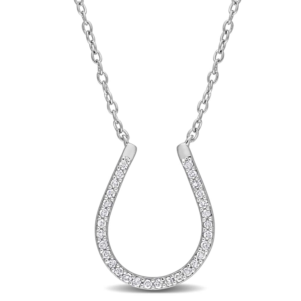 Miadora 1/6ct TDW Diamond Horseshoe Necklace in Sterling Silver