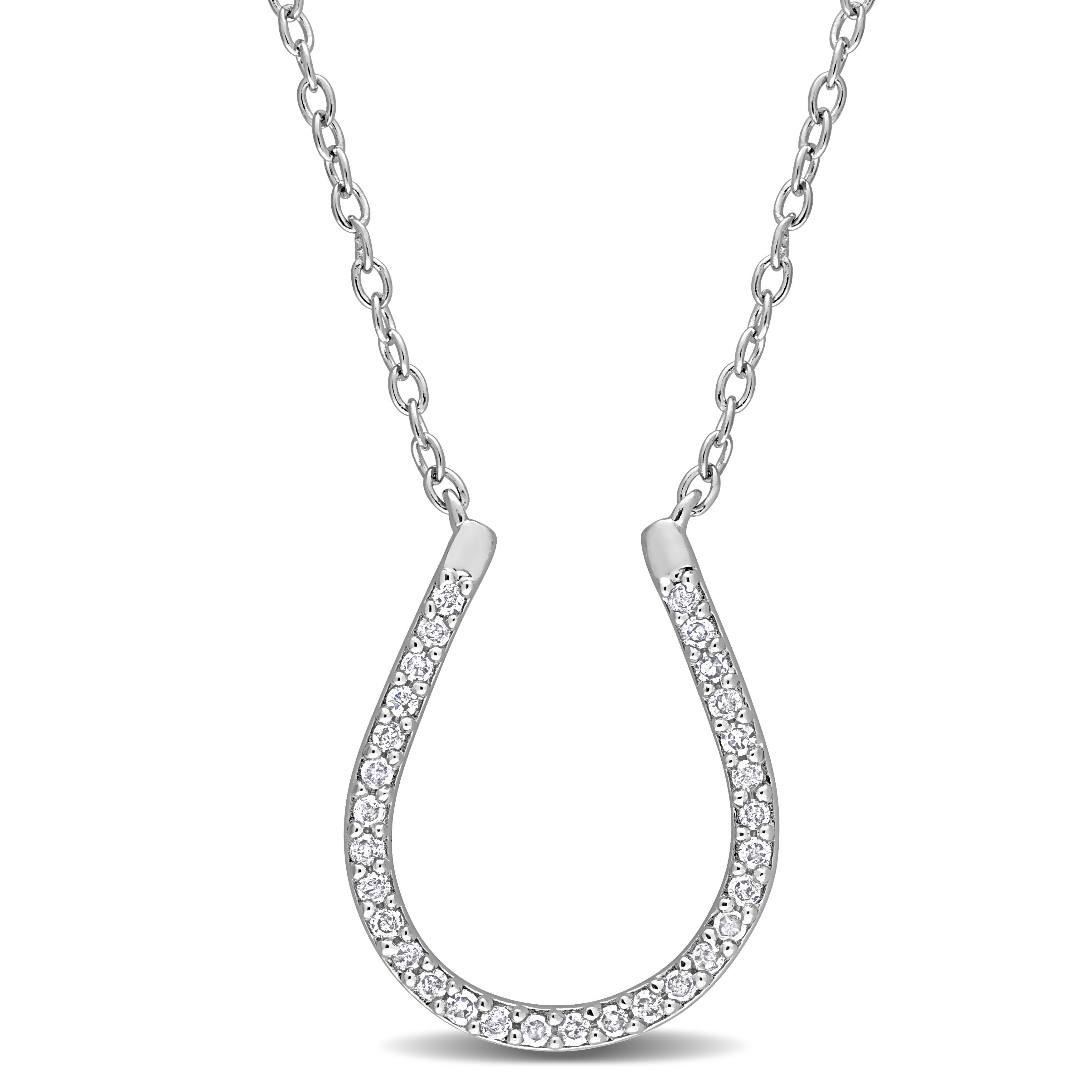 Miadora 1/6ct TDW Diamond Horseshoe Necklace in Sterling Silver