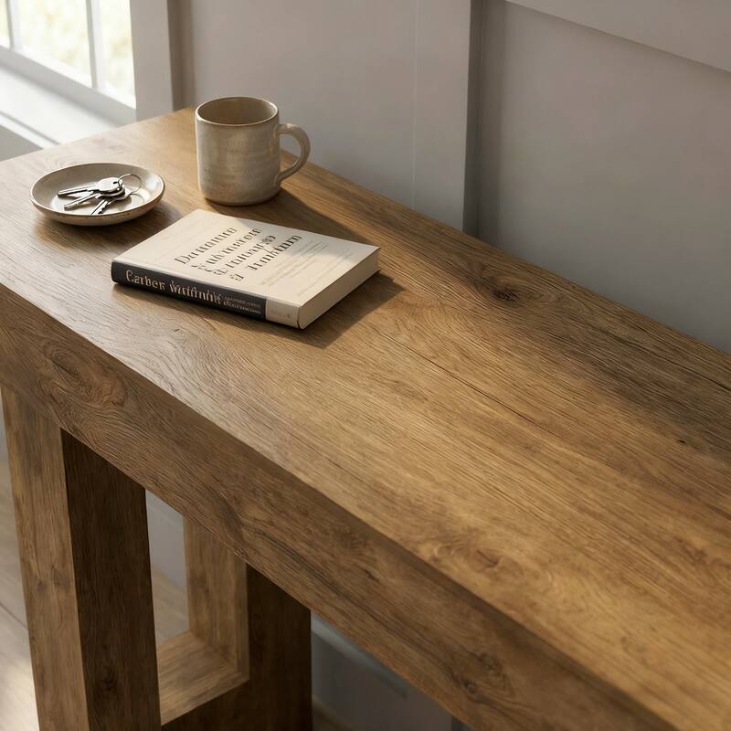 Anmytek Farmhouse Console Table,Wooden Rectangular Sofa Table Behind Couch for Entrance