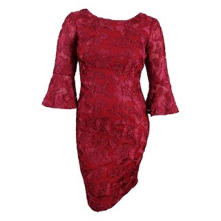 Shop Alex Evenings Women S Embroidered Bell Sleeve Sheath Dress