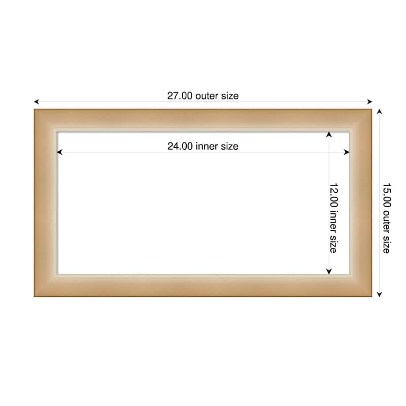 Amanti Art Eva Black Silver Narrow Framed Dry Erase Magnetic Board - 27 x 15 in - Eva Ombre Gold Narrow