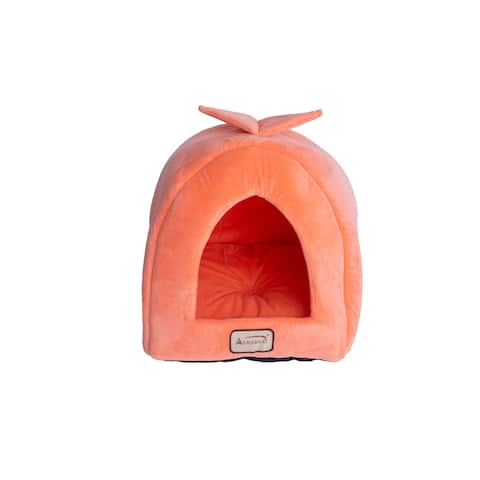 Armarkat Soft Plush and Velvet 14-inch Orange and Ivory Pet Bed/House