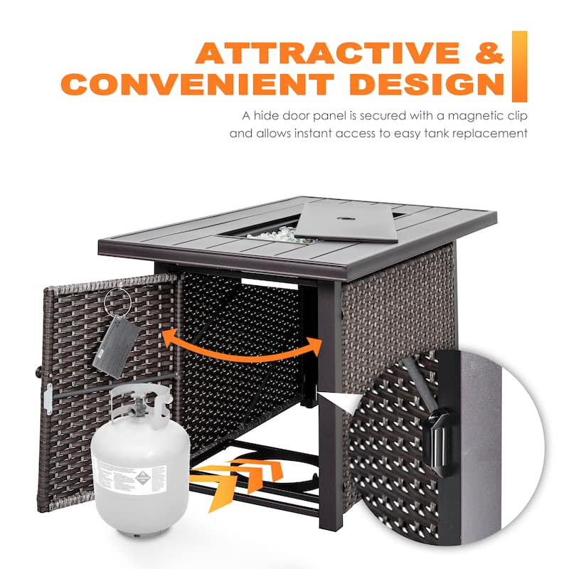 Nuu Garden 43 Inch 50,000 BTU Propane Aluminum Gas Fire Pit Table