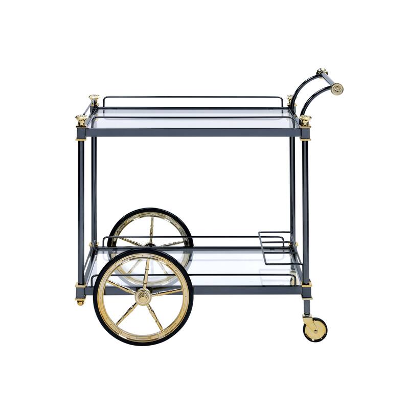 Cyrus Clear Glass & Black/Gold Finish Serving cart