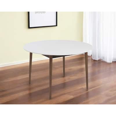 HomeRoots 47" White and Brown Rounded Dining Table