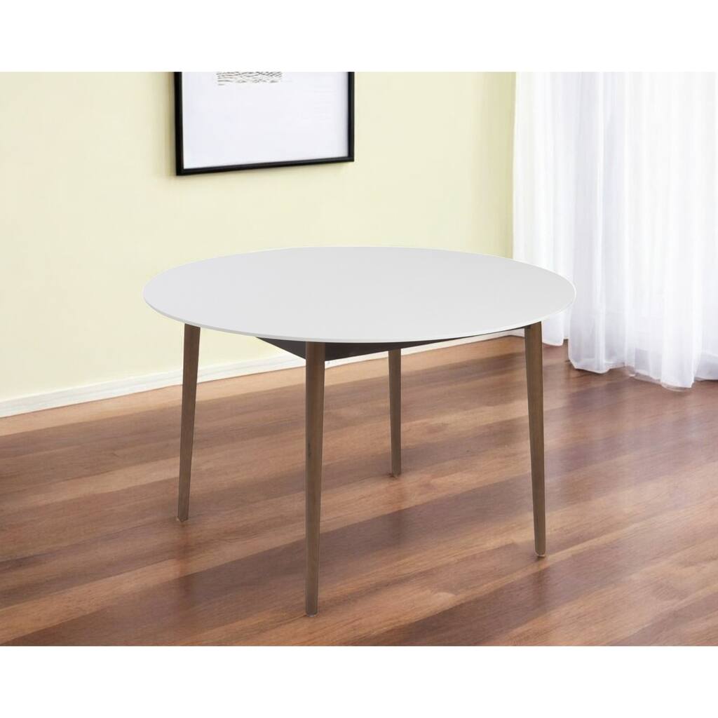 HomeRoots 47" White and Brown Rounded Dining Table