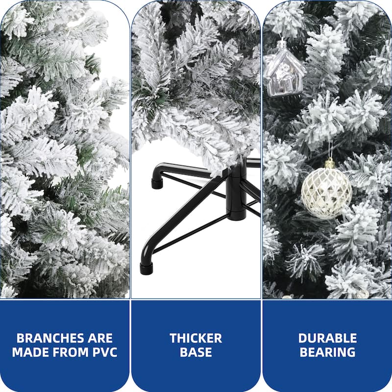 6ft Pre-lit Artificial Flocked Pencil Kingswood Fir Christmas Trees