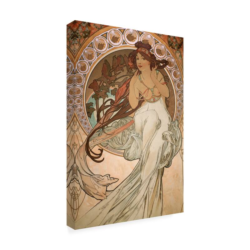 Alphonse Mucha 'Music from The Four Arts Detail 1898' Canvas Art