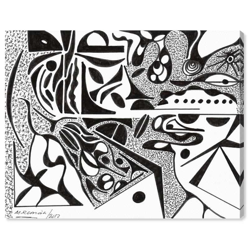 Wynwood Studio Abstract Manuel Roman - Flowing Lines Black and Modern & Contemporary Wall Art Canvas Print