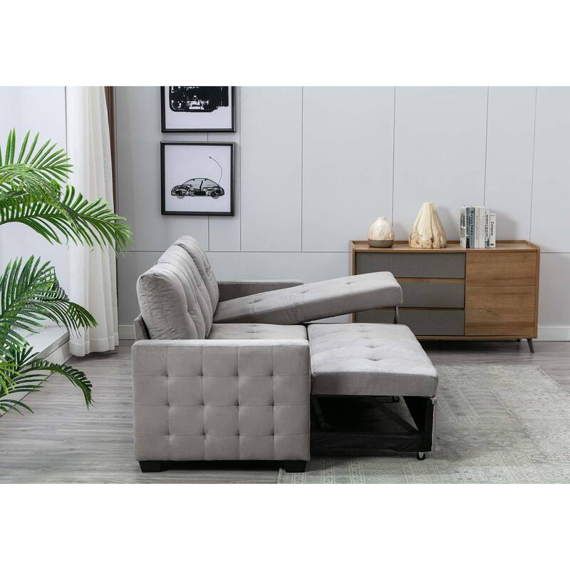 Classic and Cozy L-shape Pull-out Sleeper Sectional Sofa