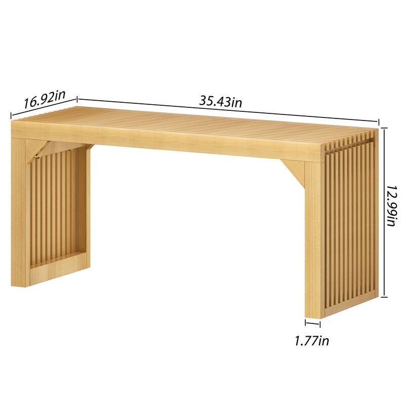18" Solid Wood Bench Nature for Entryway, Living Room, Kitchen - Brown