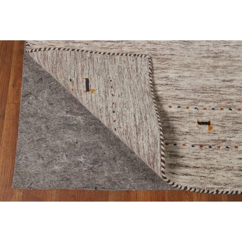 Hand Knotted Oriental 100% Wool Carpet Tribal Animal Pictorial Beige & Ivories Gabbeh Area Rug - 5' 9'' X 3' 10''