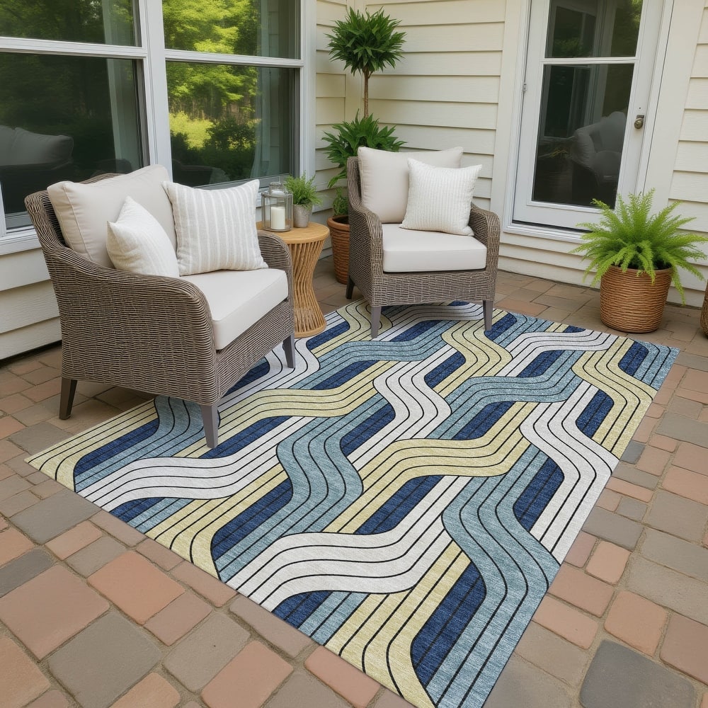 Machine Washable Indoor/ Outdoor Modern Pathway Chantille Rug