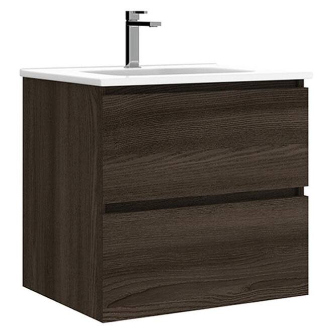 WS Bath Collections Flora C60 Flora 24" Wall Mounted Single Basin - Wenge
