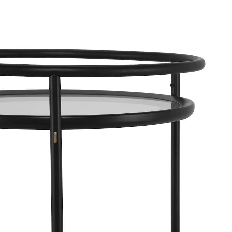 Christopher Knight Home - Aurelia Modern Round Bar Cart with Tempered Glass Shelves