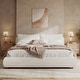 preview thumbnail 32 of 94, Upholstered Platform Bed with Curve-Shaped Design Headboard