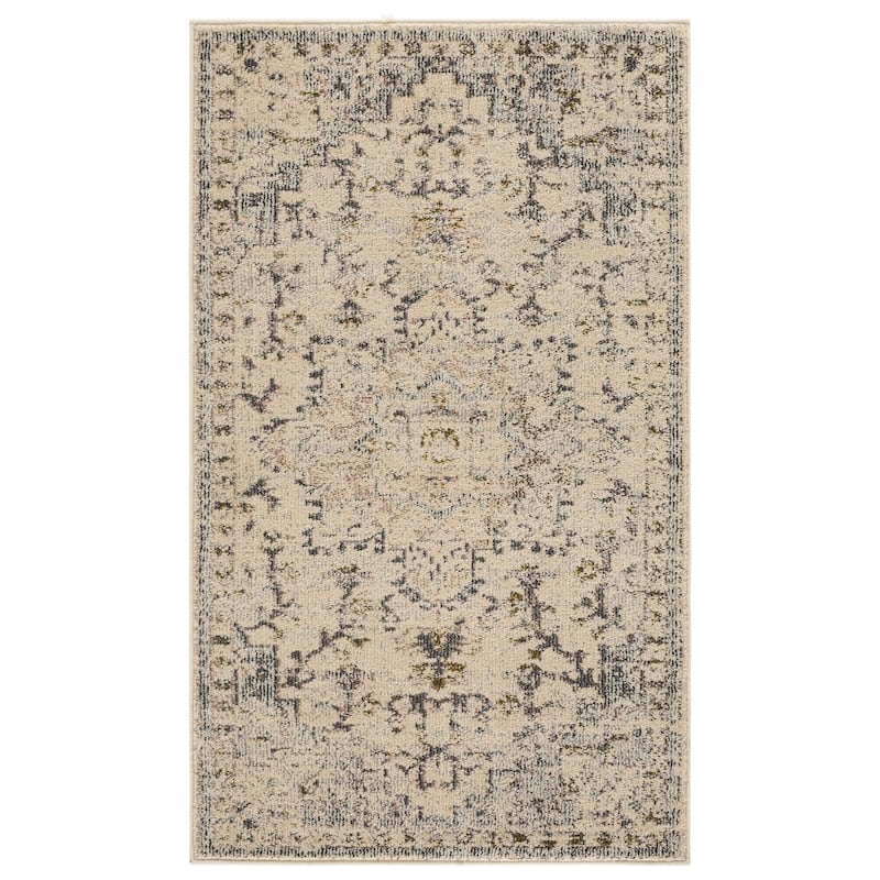 SAFAVIEH Madison Katelijne Boho Medallion Distressed Area Rug - 3' x 5' - Ivory/Grey Gold