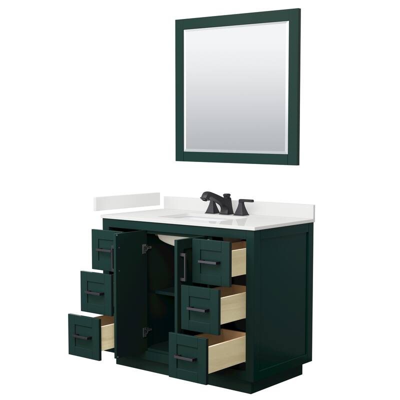 Miranda 42-inch Single Vanity, Quartz Top, 34-inch Mirror