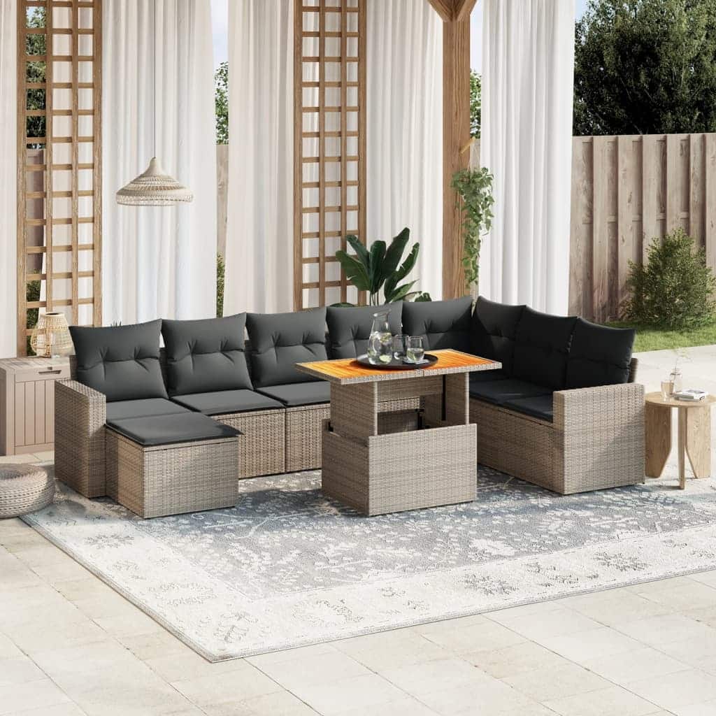 vidaXL Garden Sofa Set Grey - 21.7 x 39.4 x 28.7