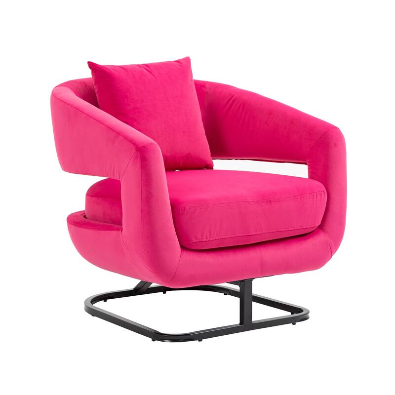 Upholstered Tufted Living Room Chair Textured Linen Fabric Accent Chair with Metal Stand