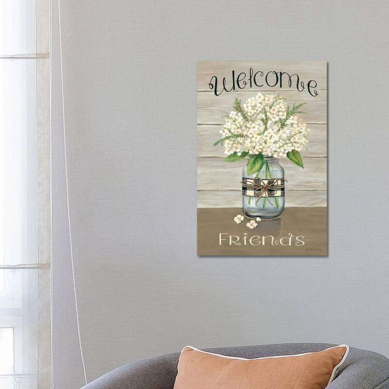 iCanvas "Welcome Friends Mason Jar" by Pam Britton Canvas Print - 26x18x1.5