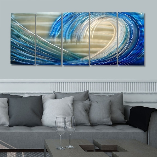 Statements2000 3D Metal Wall Art Modern Ocean Wave Beach Decor by Jon Allen - Shoot the Curl