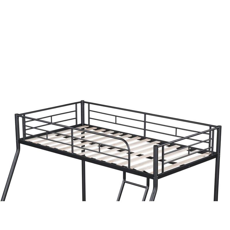 Sturdy Twin Over Full Bunk Bed with Safety Guardrails and Durable Metal Frame