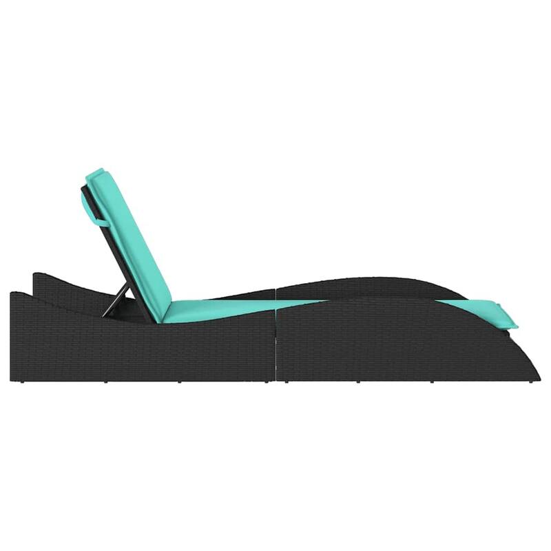 vidaXL Sun Lounger with Cushion Chaise Lounge Poly Rattan Brown/Gray/Black - 60 x 205 x 54/63/28.7