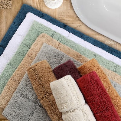 Superior Cotton Checkered 2-piece Non-skid Bath Rug Set