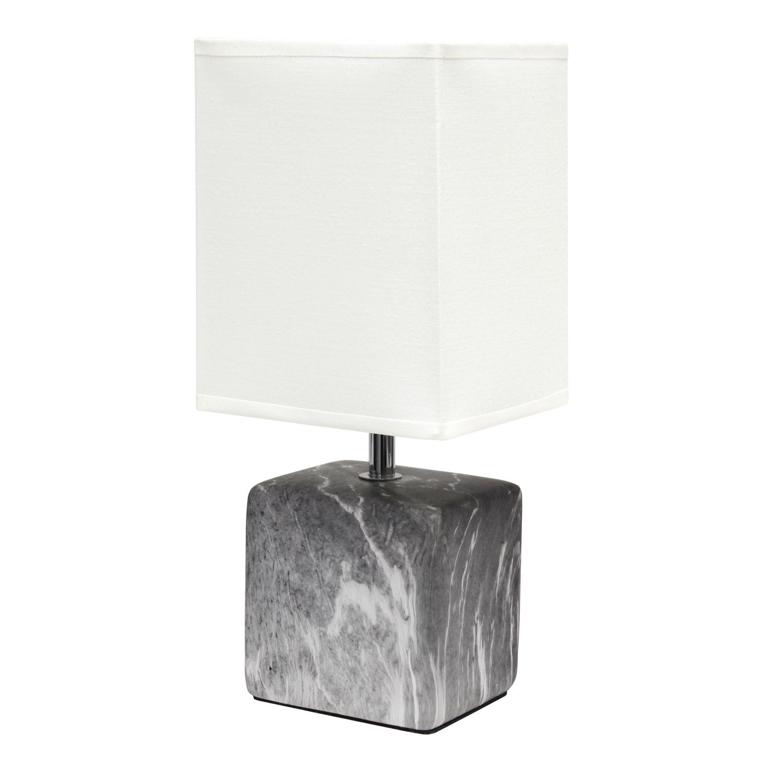 Petite Marbled Table Lamp with Rectangular Shade - 11.75" - Gray and White