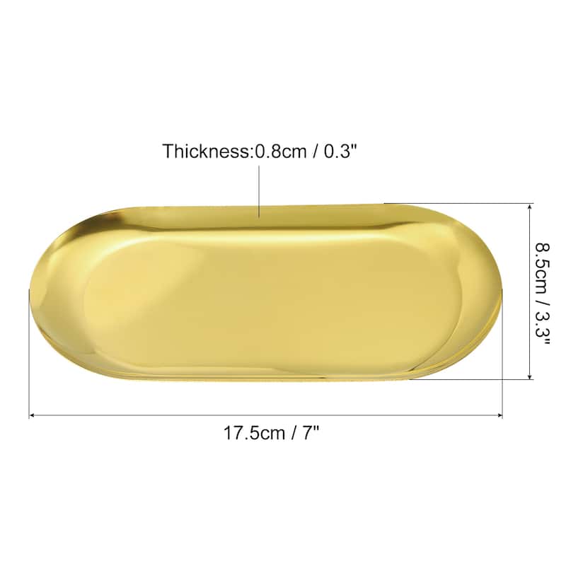 2pcs Stainless Steel Decorative Trays Gold Bathroom Cosmetic Trays (7 Inch) - Gold