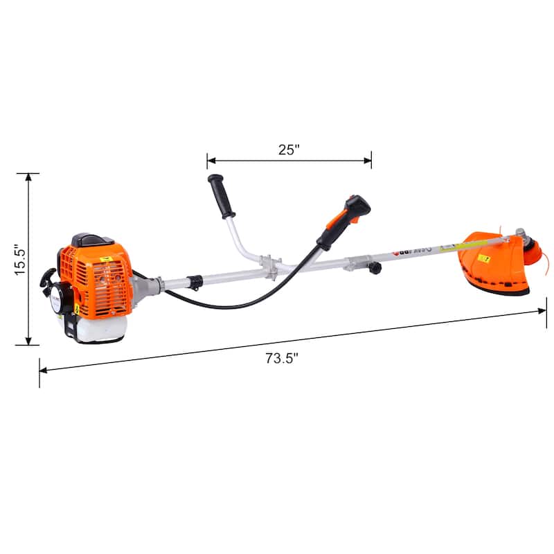 Orange 52cc 2-Stroke Gas String Trimmer and Brush Cutter Combo with Powerful Engine - 73.50”L x 25”W x 15.50”H