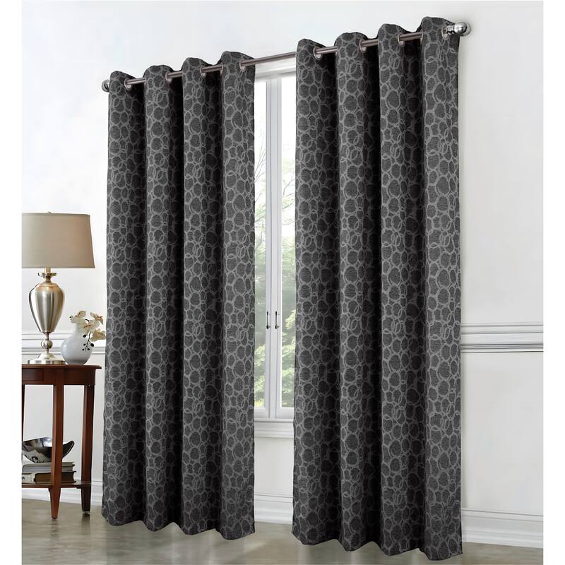 Jasper Lurex Jacq Grom Panel 84" Black - Black - 76" x 90"