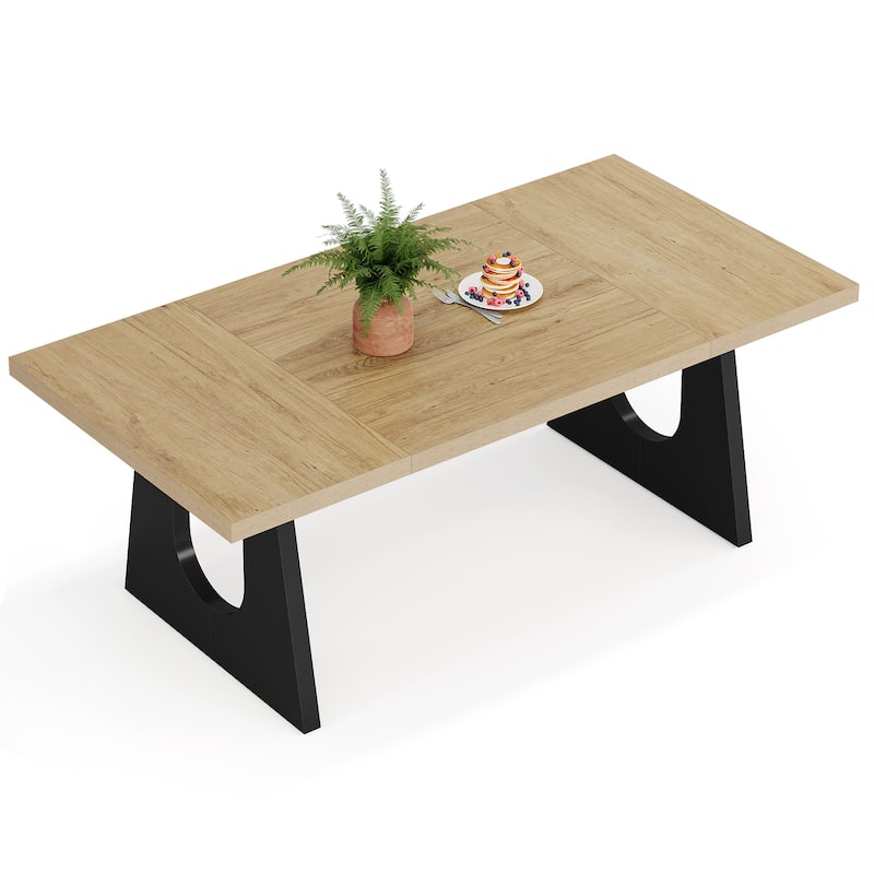 Oak Large Dining Table Wood Rectangular Kitchen Table for Dining Room