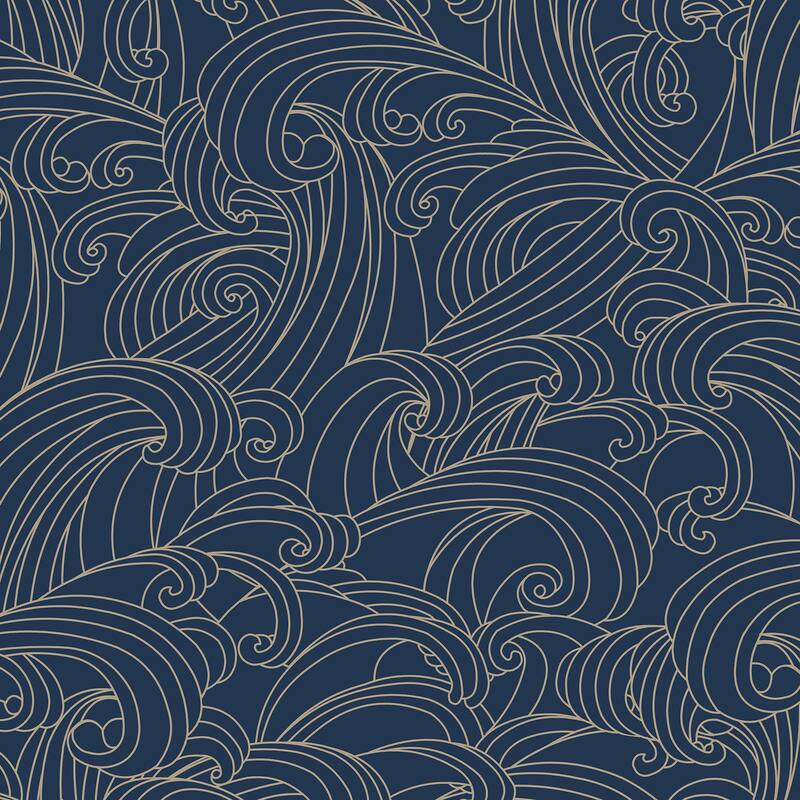 Veer Decor Big Wave Wallpaper - Blue