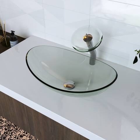 Deervalley Horizon 14'' Crystal Glass Oval Vessel Bathroom Sink