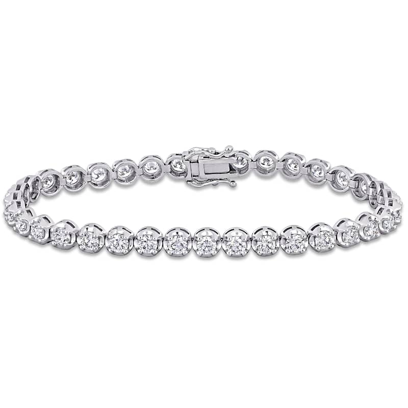 Miadora 5 1/4ct TW Diamond Tennis Bracelet 14k White Gold