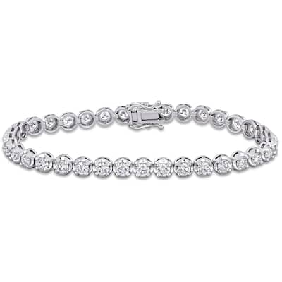Miadora 5 1/4ct TW Diamond Tennis Bracelet 14k White Gold
