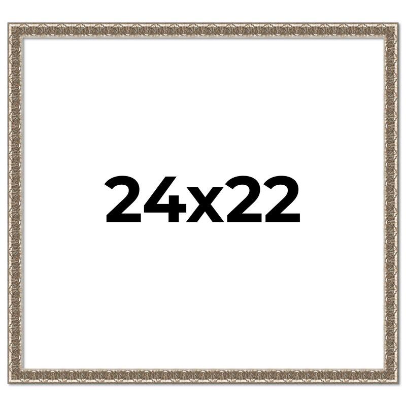 24x22 Frame Silver Versailles Ornate Solid Wood Picture Frame | 1 Inch